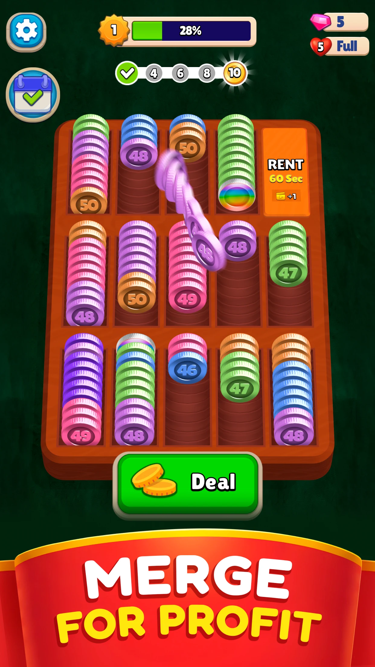 Pocket Sort: Coin Merge Puzzle screenshot